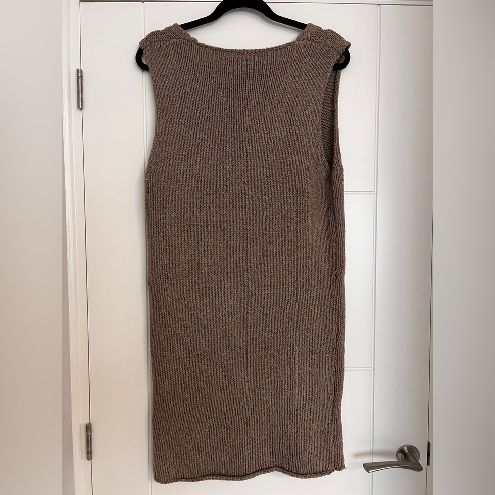 American vintage beige v neck knit sleeveless tunic long top size medium BNWT - Picture 4 of 4